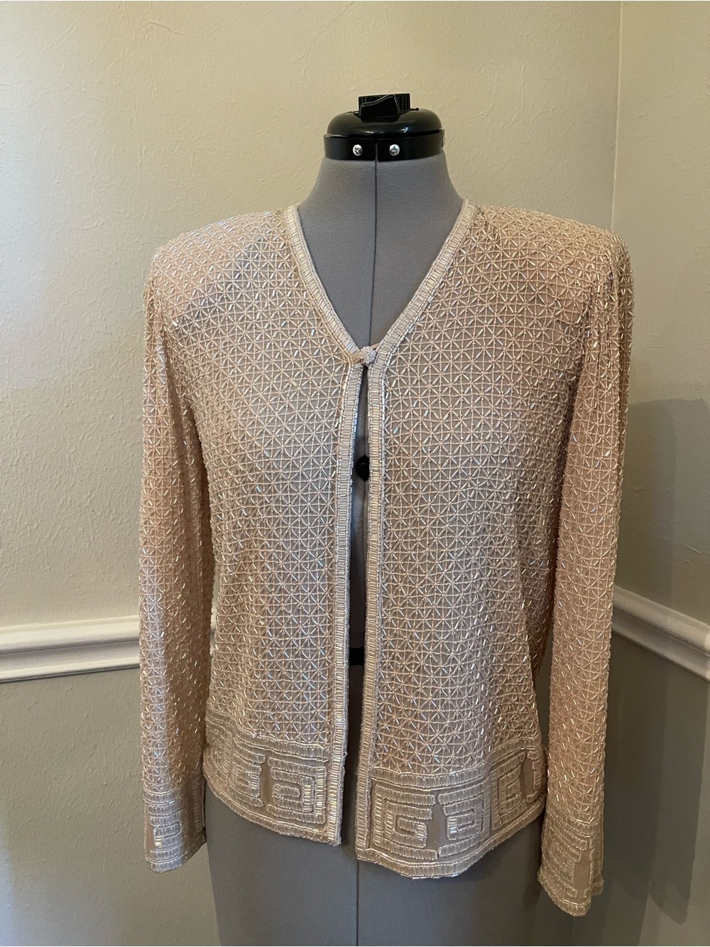 Adrianna Papell Beaded Light Champagne Evening Jacket